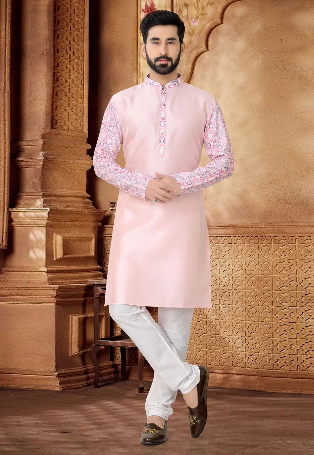 Pink Silk Kurta Pajama 296938