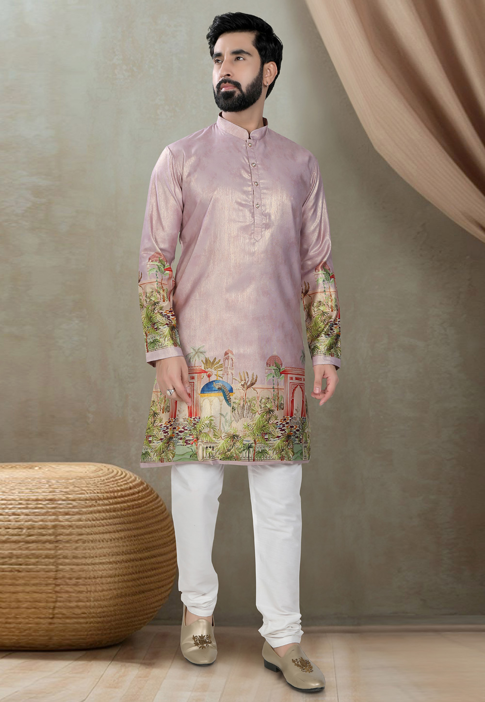 Pink Silk Kurta Pajama 310798