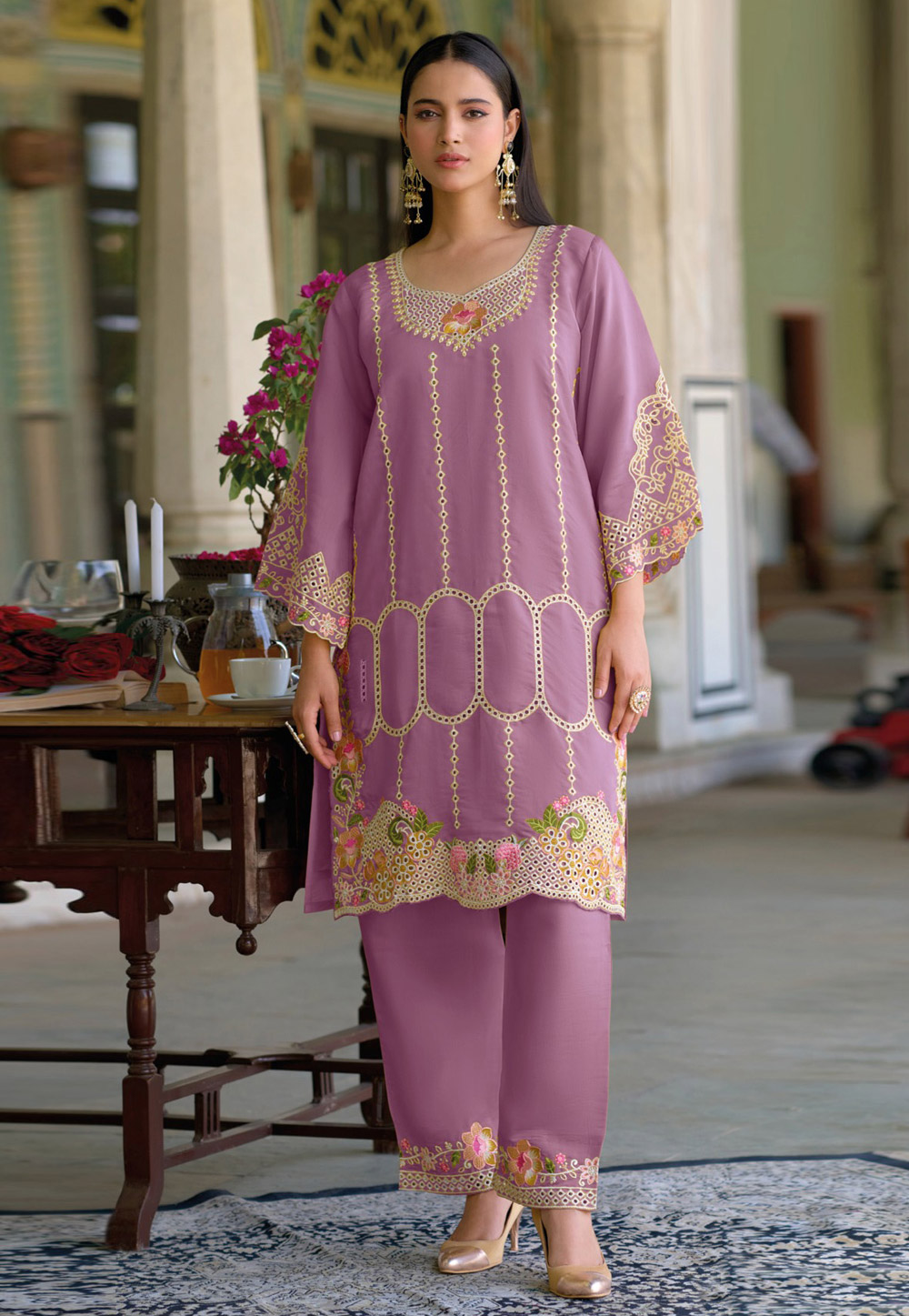 Pink Silk Kurta Set With Pant 309583