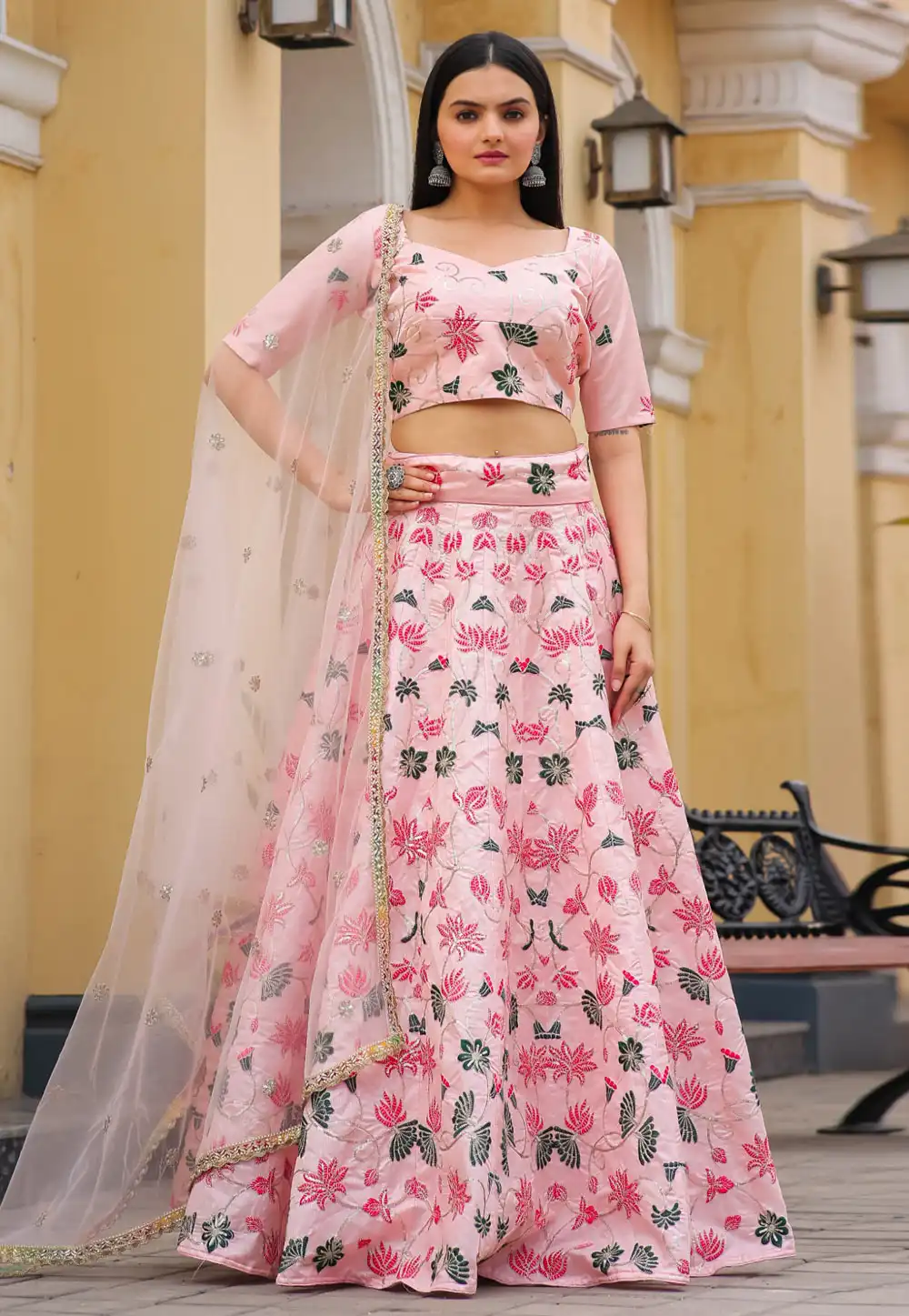 Pink Silk Lehenga Choli 293358