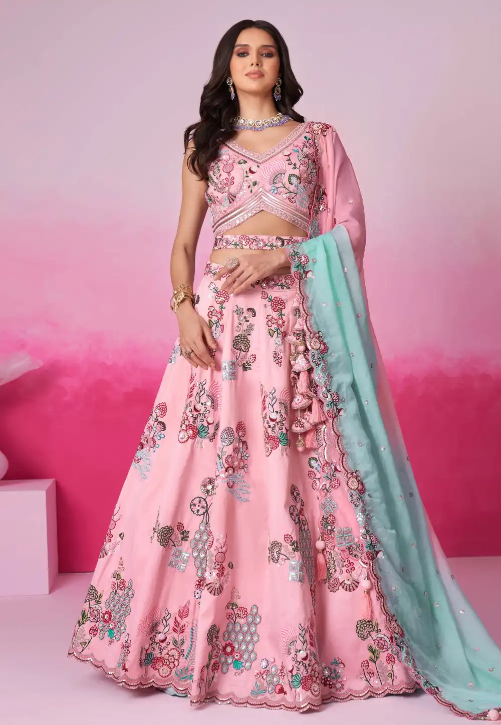 Pink Silk Lehenga Choli 293193