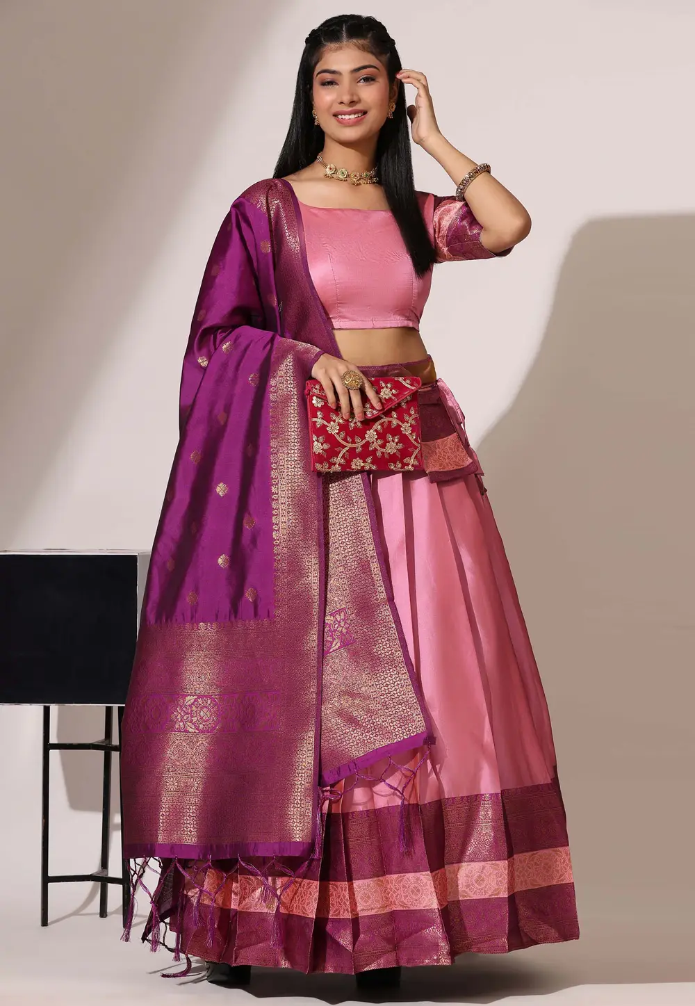 Pink Silk Lehenga Choli 296231