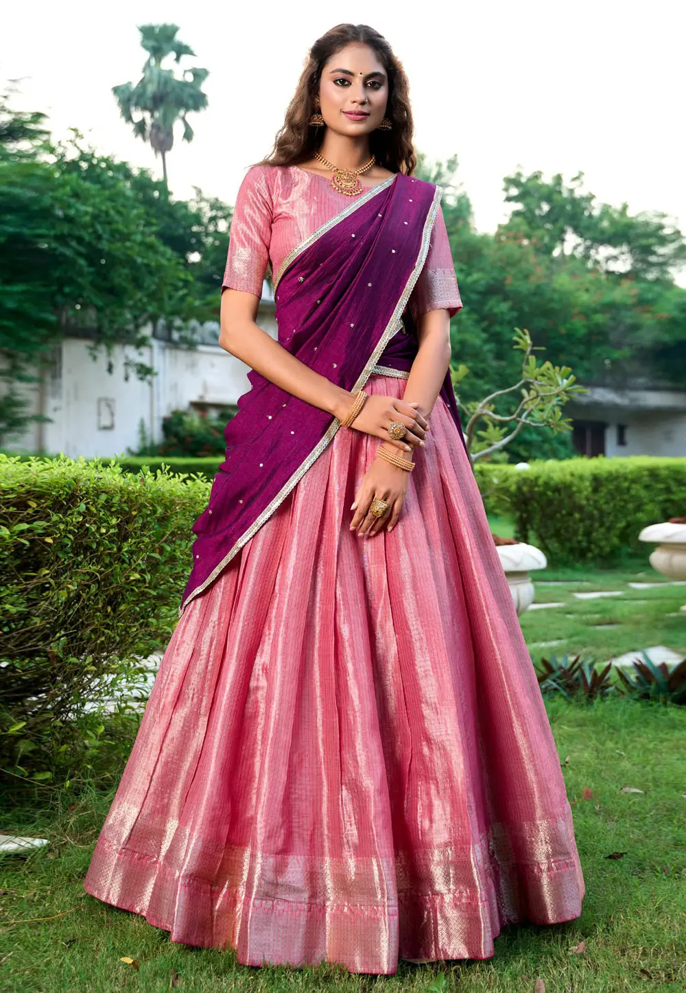 Pink Silk Lehenga Choli 296585