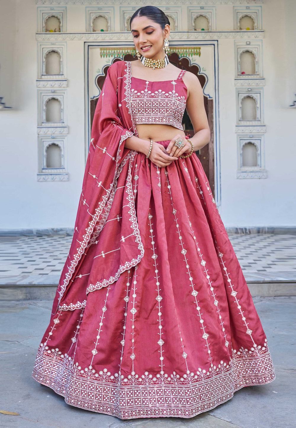 Pink Silk Lehenga Choli 310491
