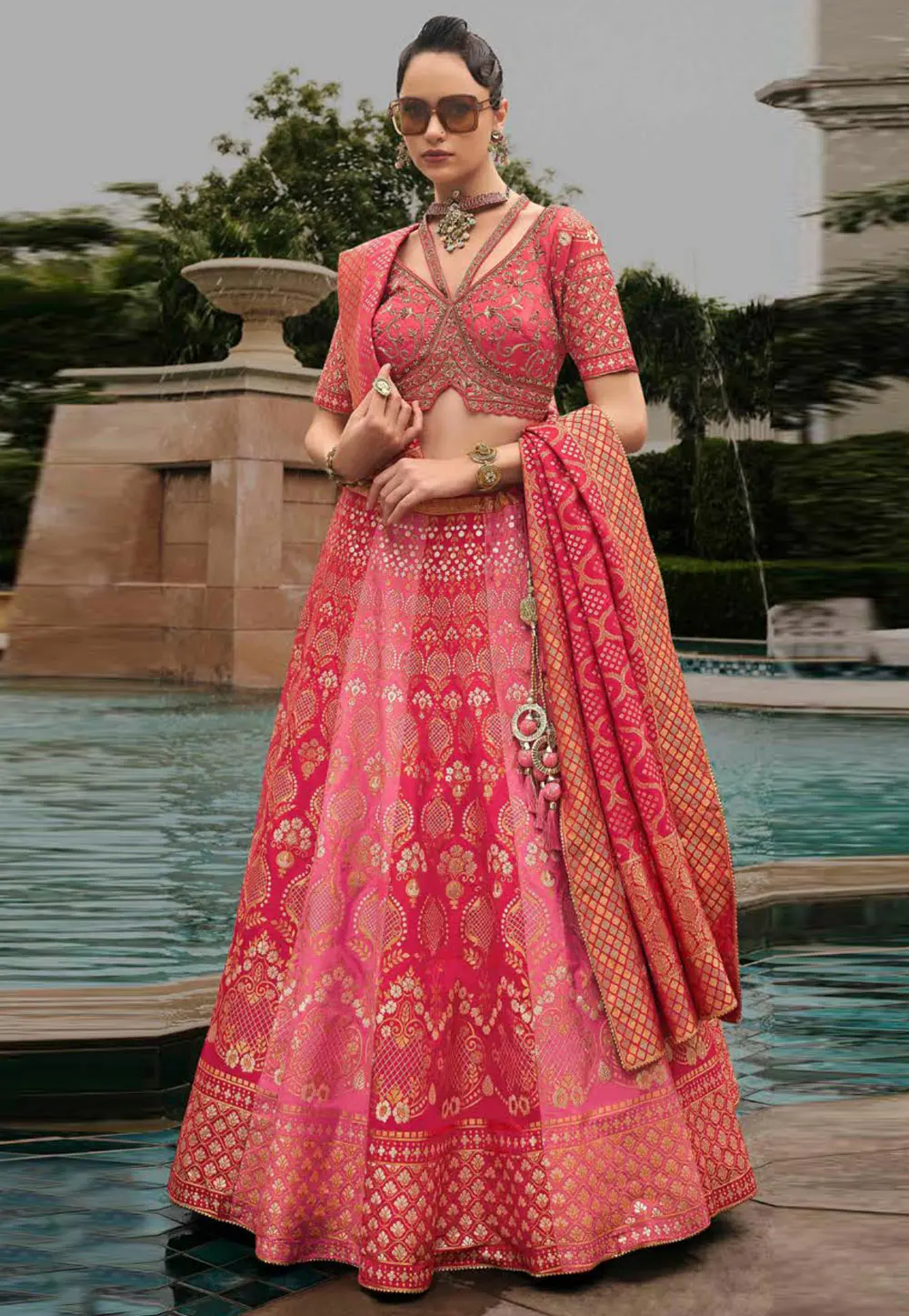 Pink Silk Lehenga Choli For Wedding 302596