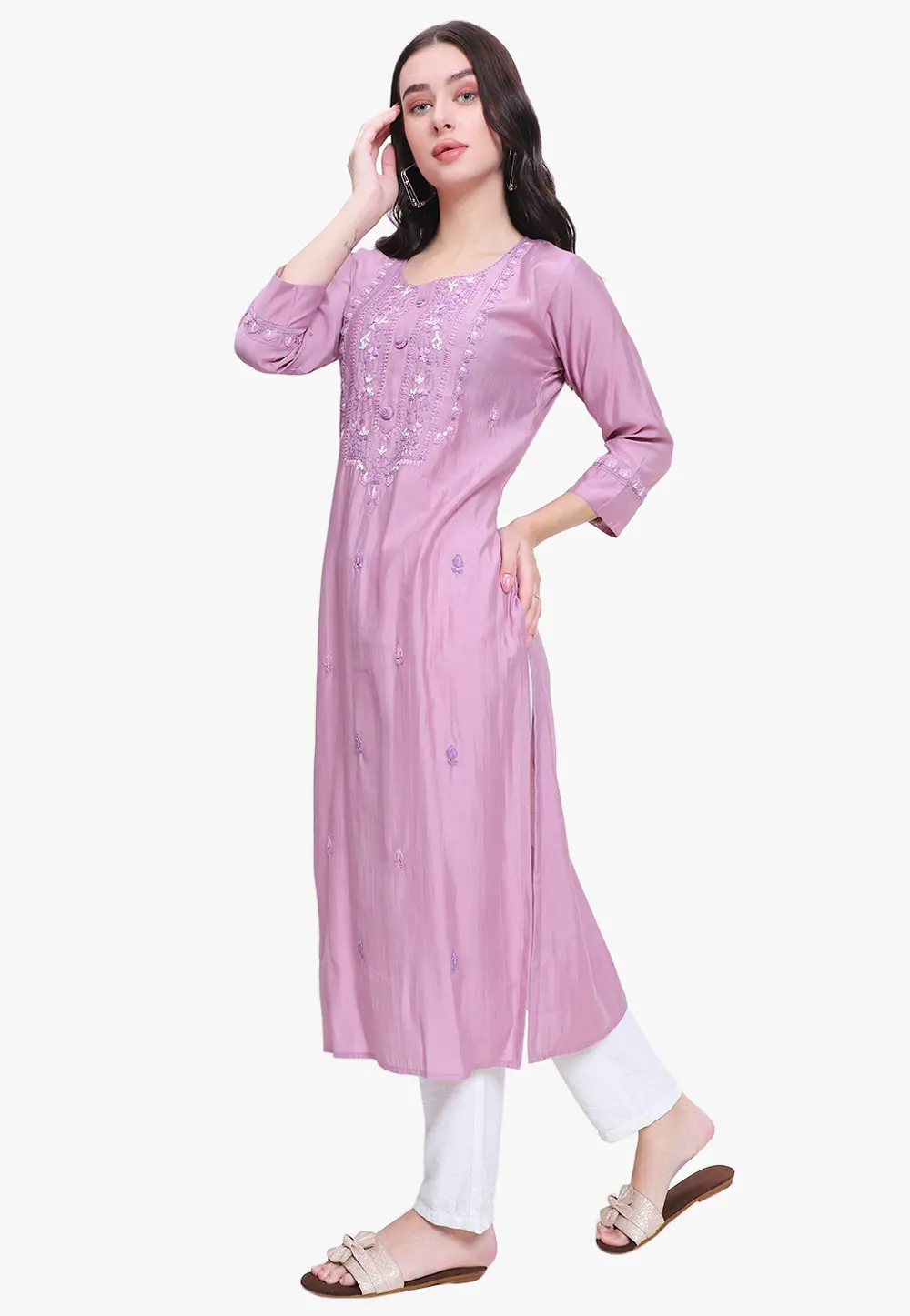 Pink Silk Long Kurti 300504