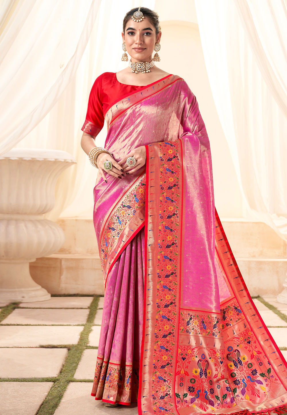 Pink Silk Paithani Saree 283478