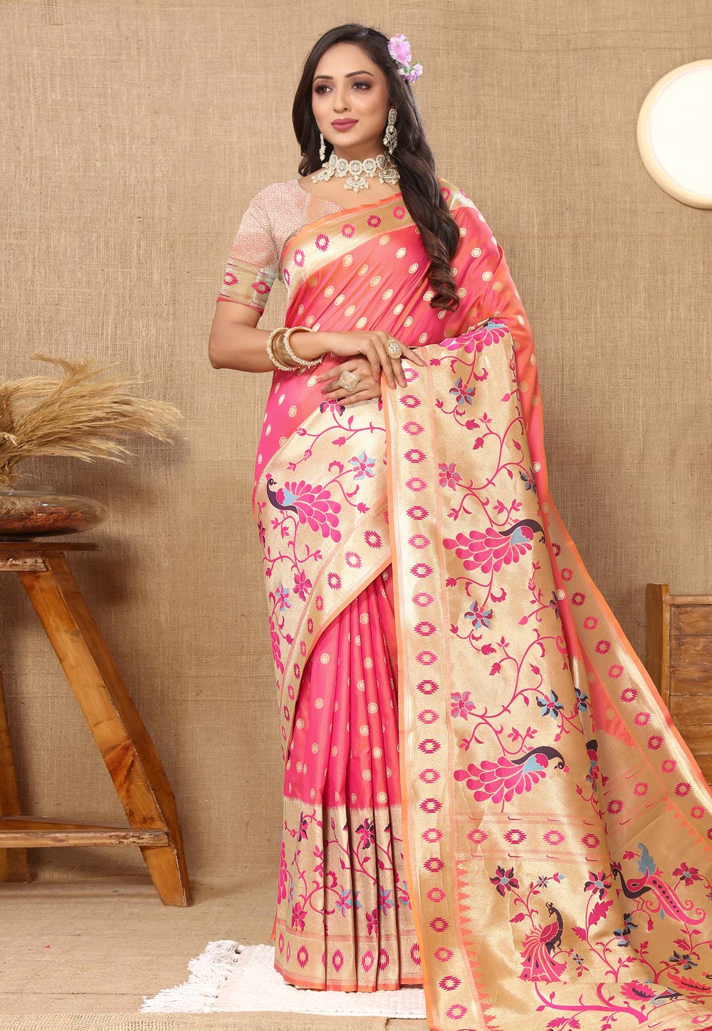 Pink Silk Paithani Saree 284188