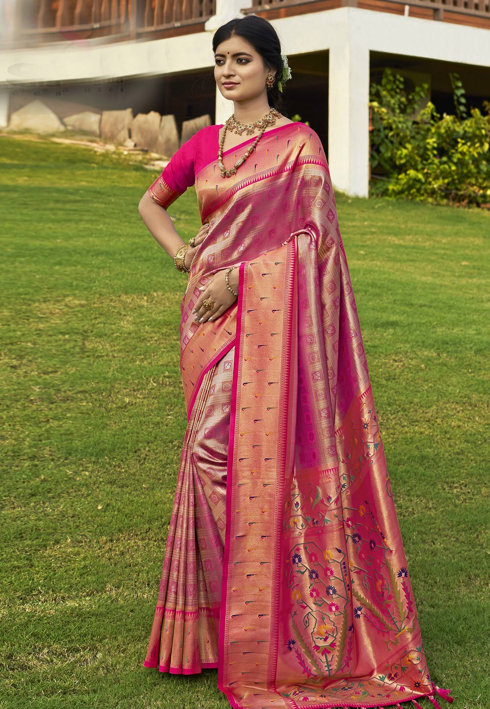 Pink Silk Paithani Saree 286994