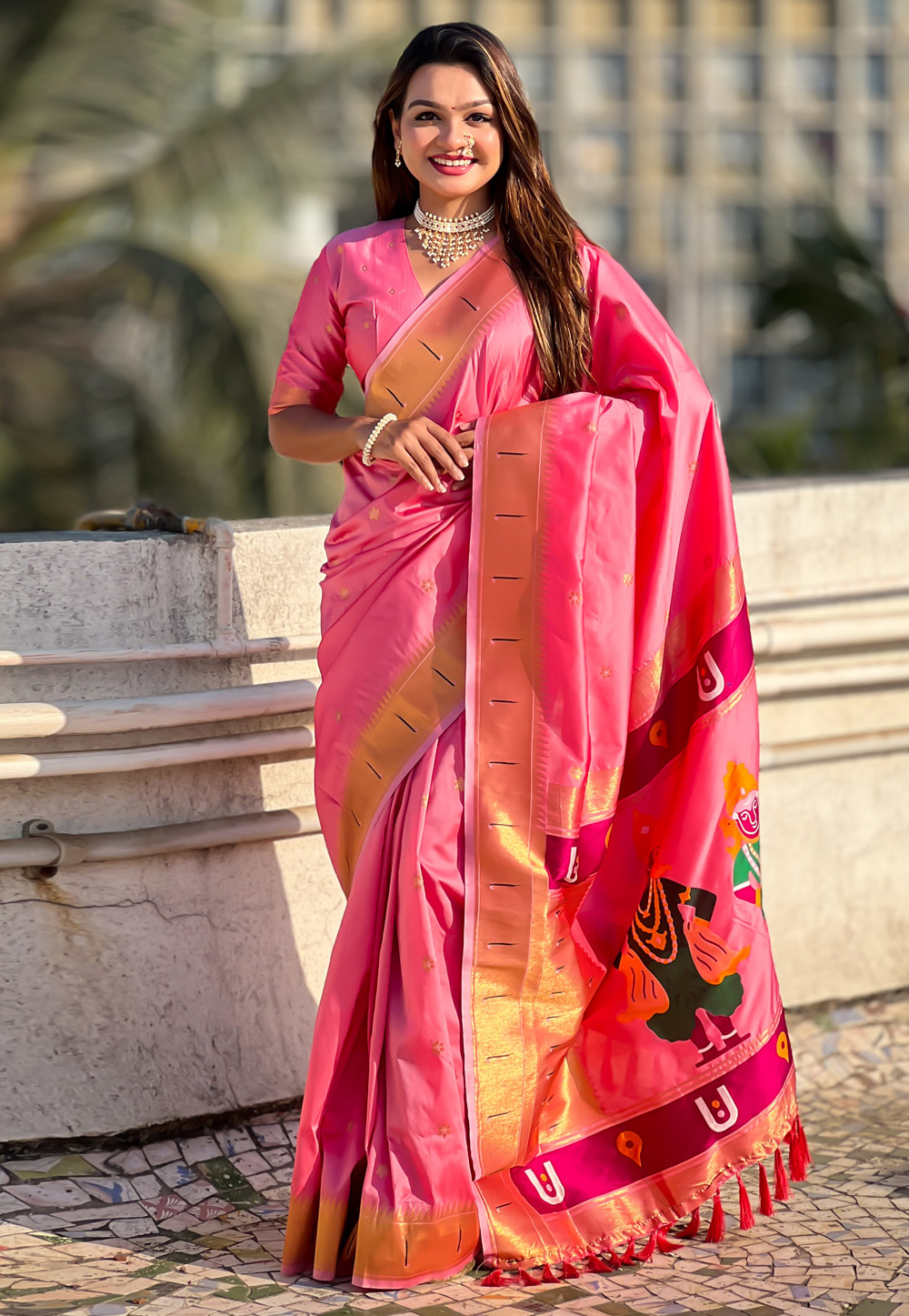 Pink Silk Paithani Saree 305789