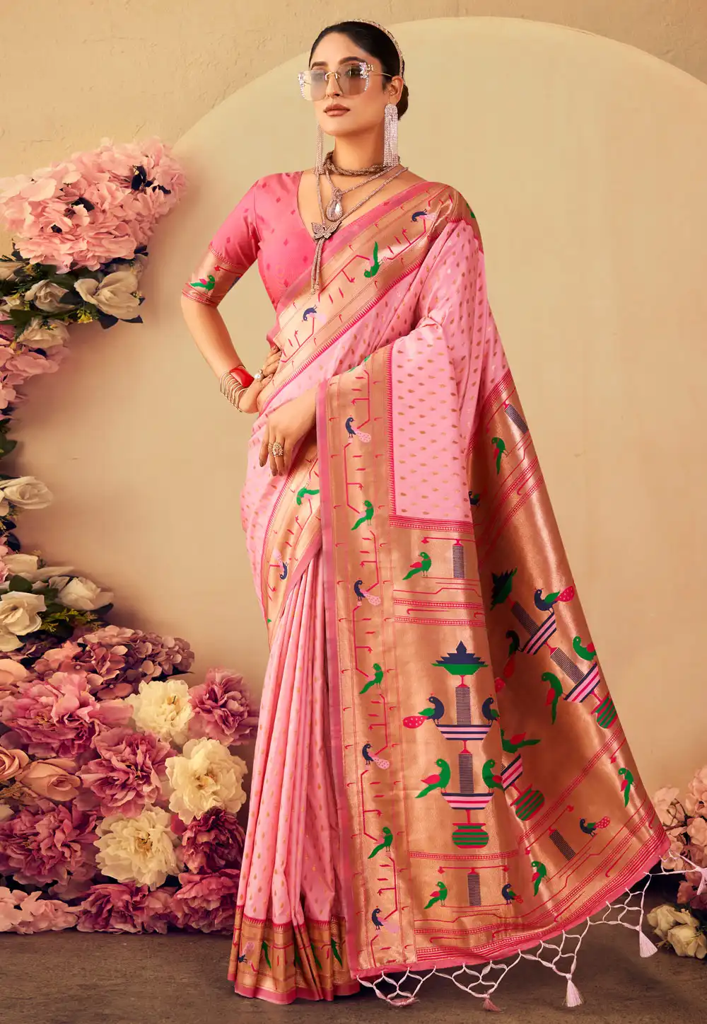 Pink Silk Paithani Saree 290205