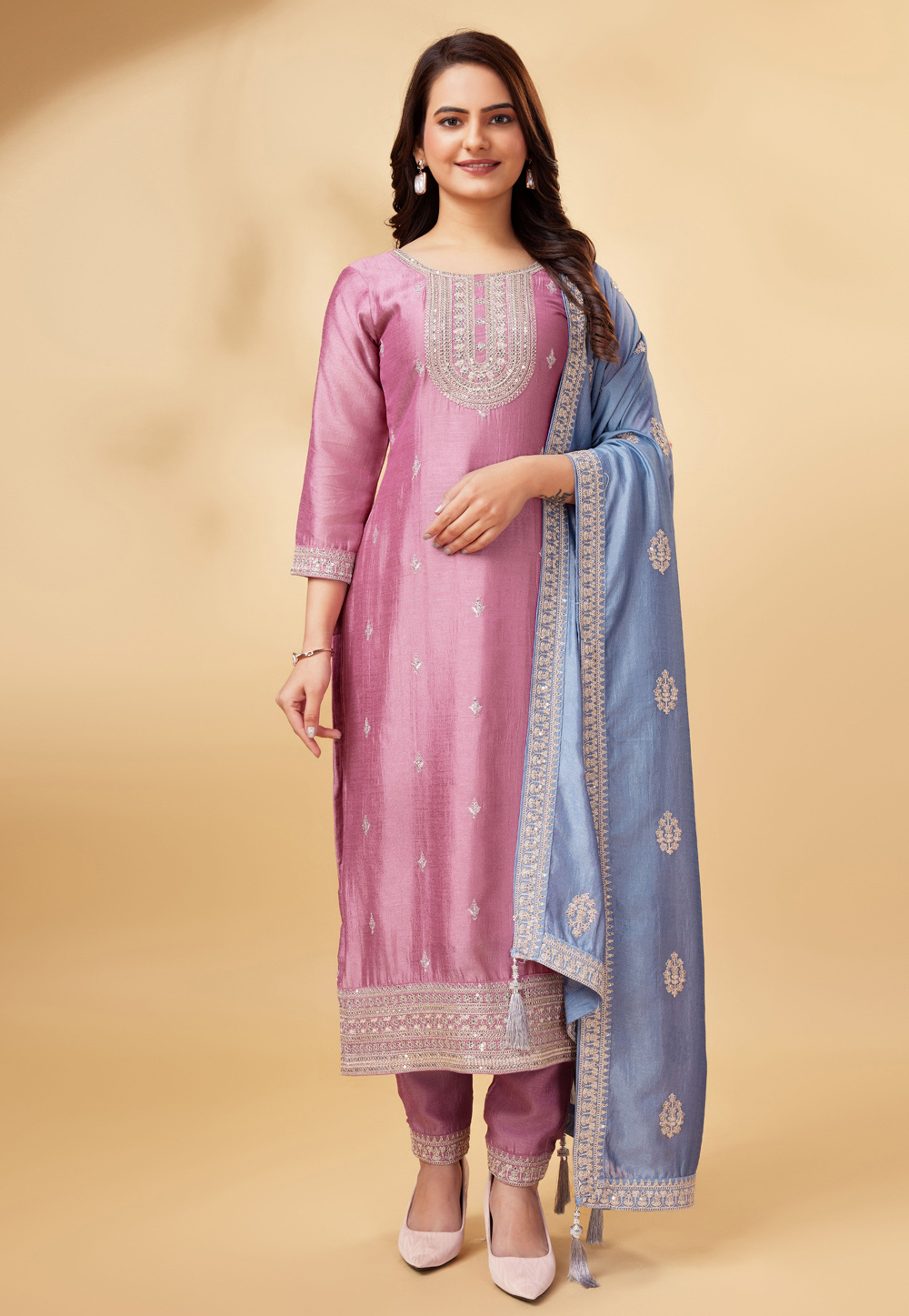 Pink Silk Pakistani Suit 284673
