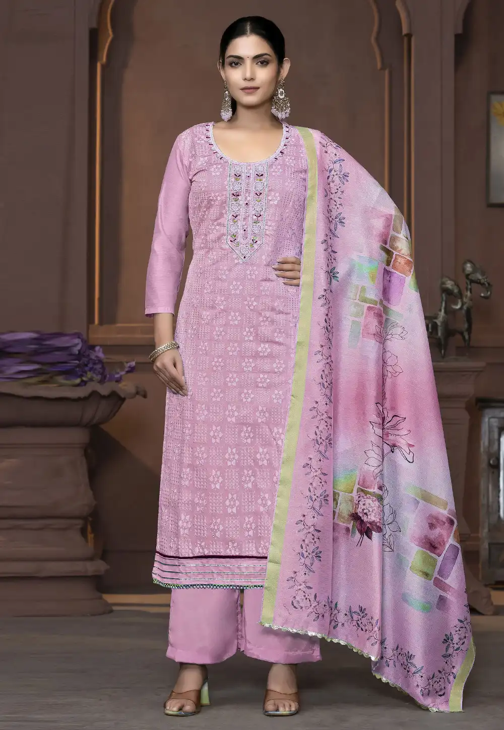 Pink Silk Palazzo Suit 294236