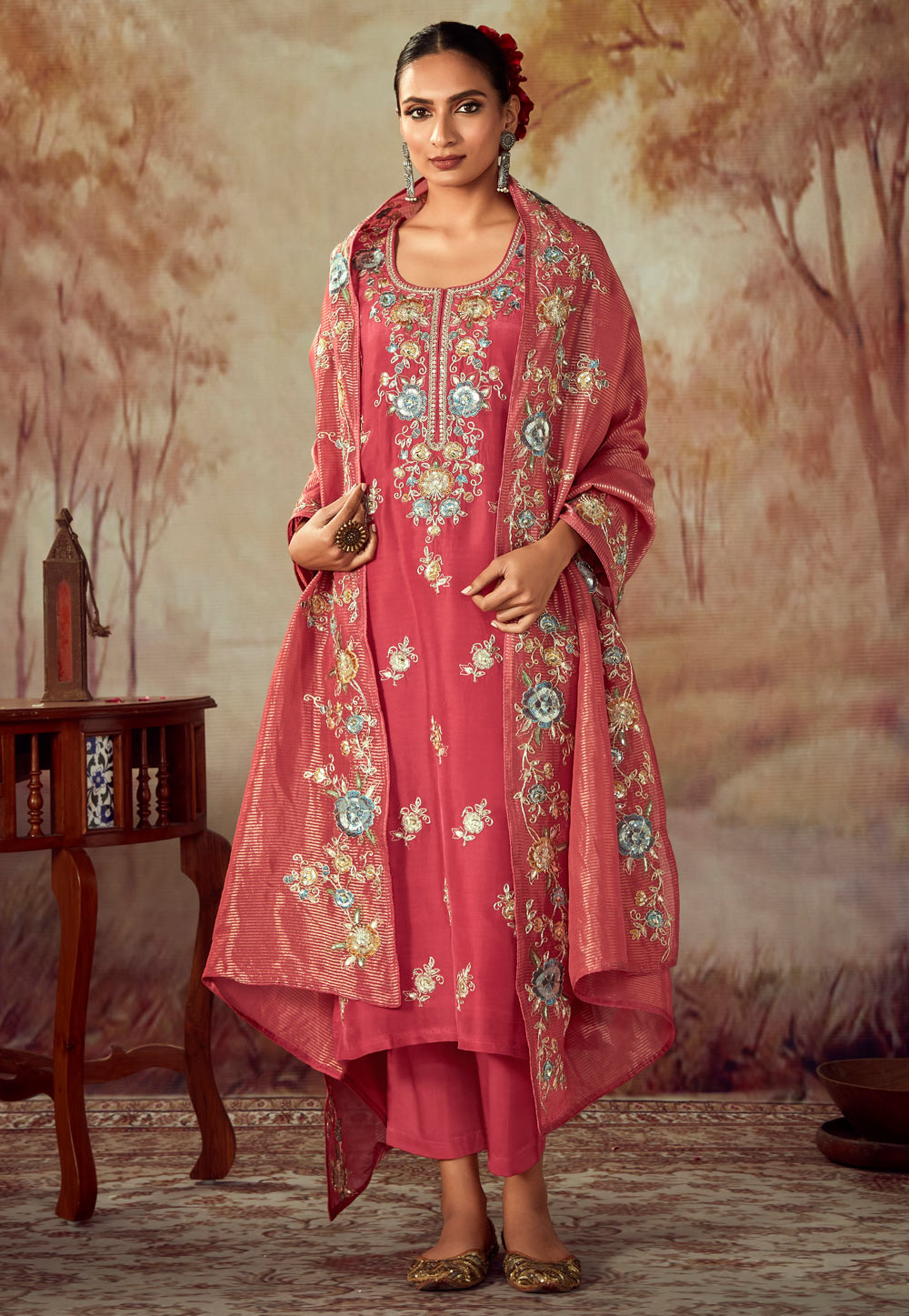 Pink Silk Pant Style Suit 283280
