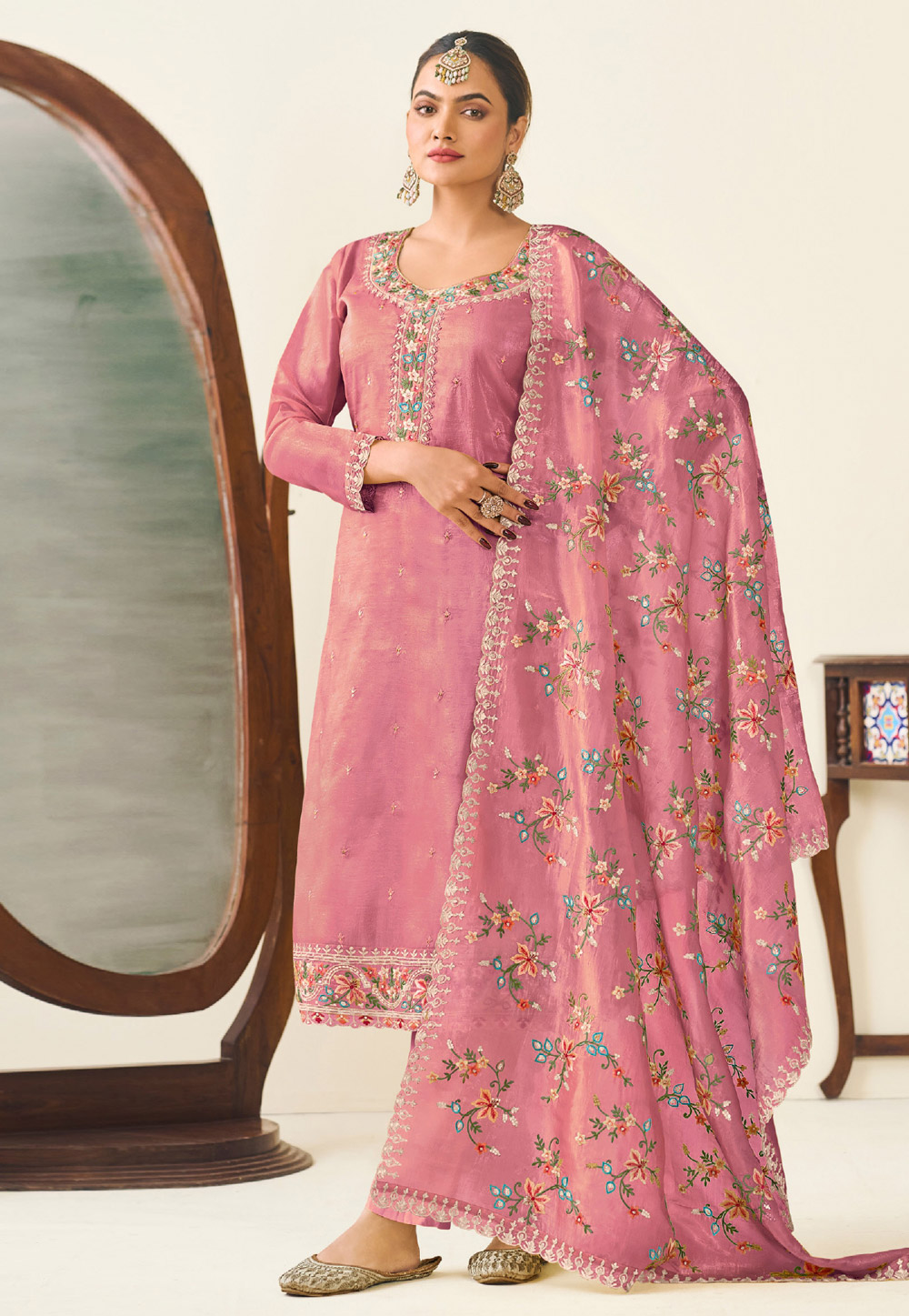 Pink Silk Pant Style Suit 309321
