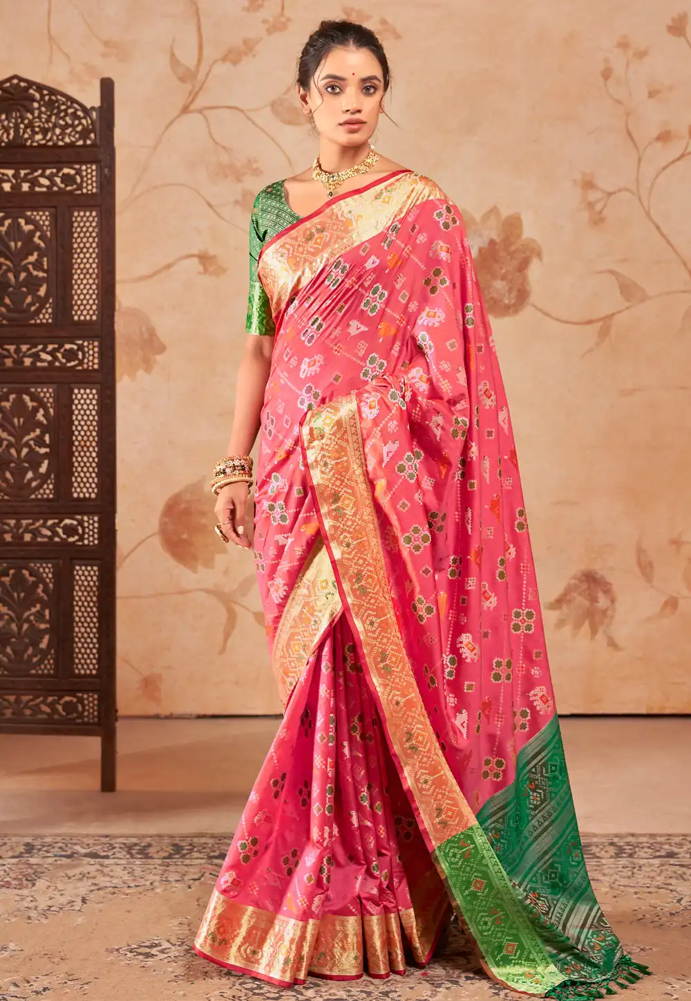 Pink Silk Patola Saree 290247