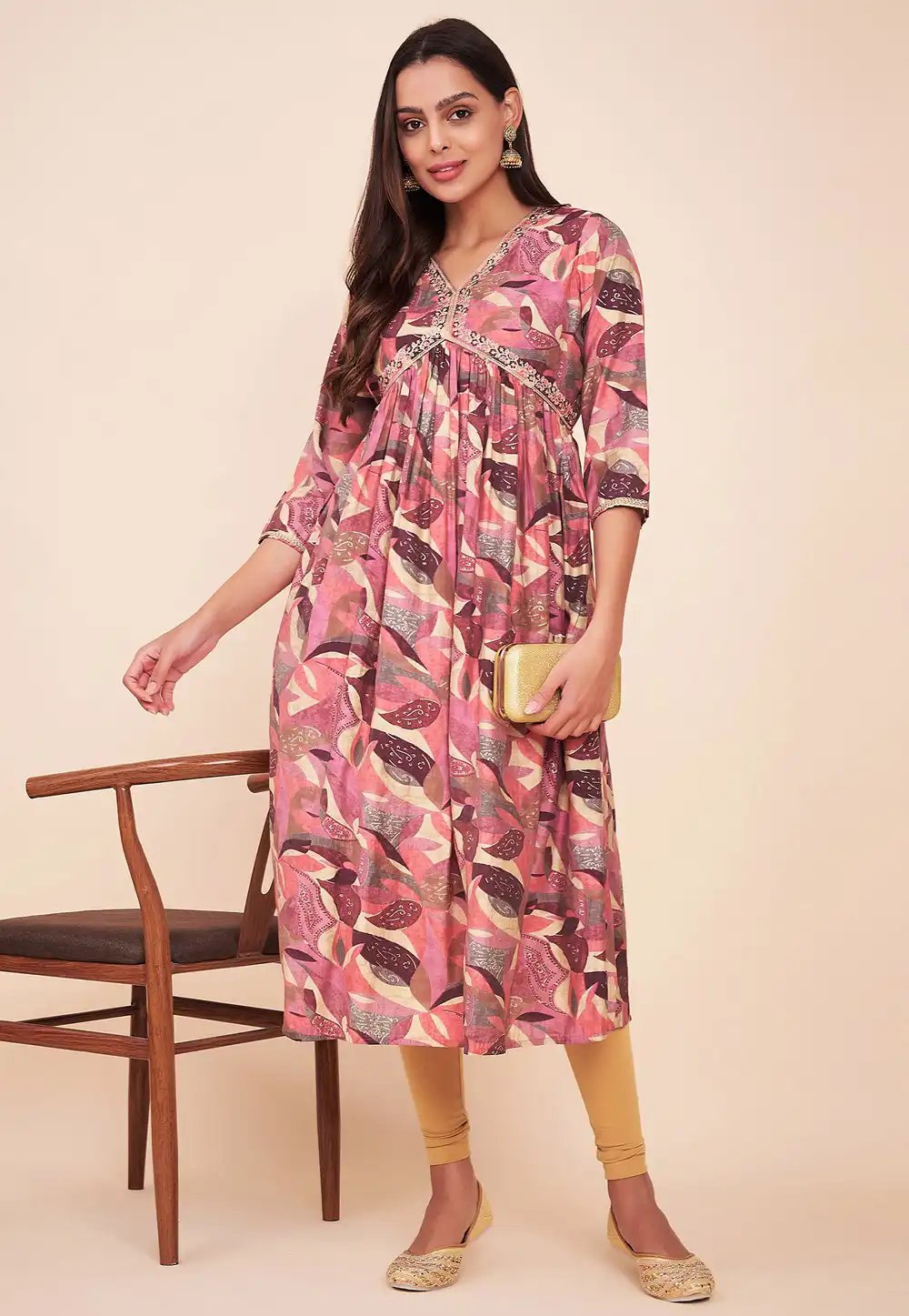 Pink Silk Printed Kurti 290349