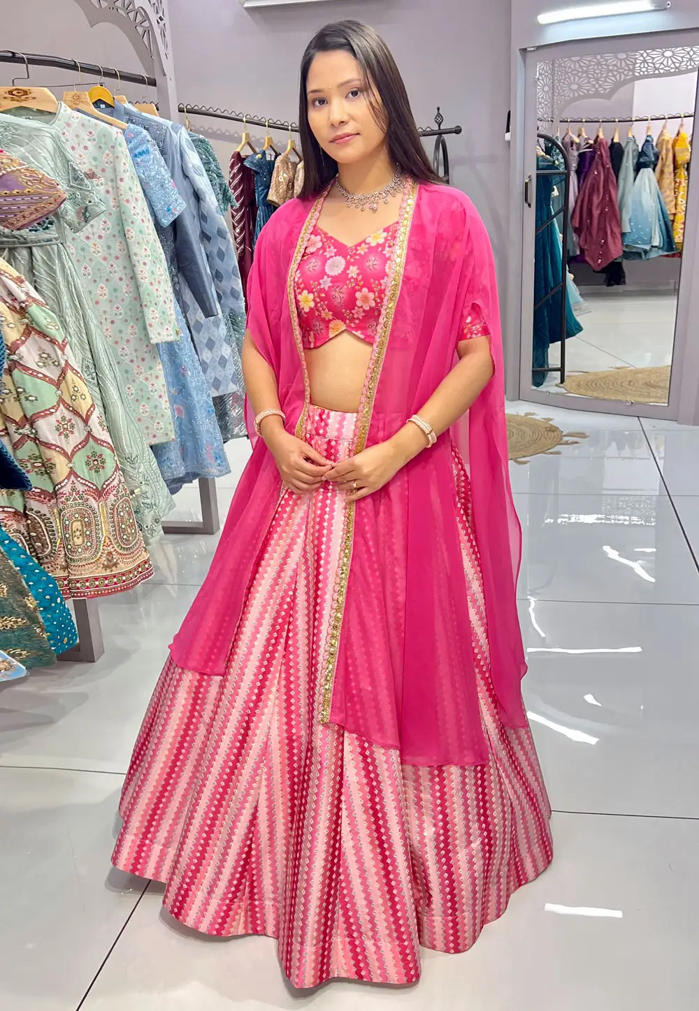 Pink Silk Readymade Jacket Style Lehenga Choli 296830