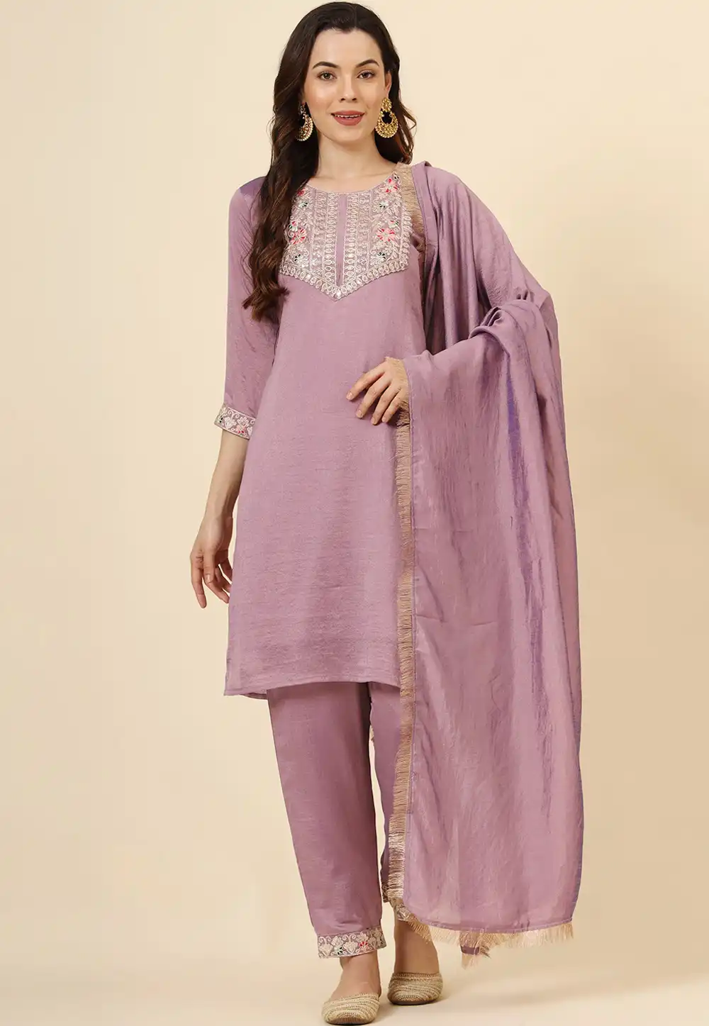 Pink Silk Readymade Pakistani Suit 293699