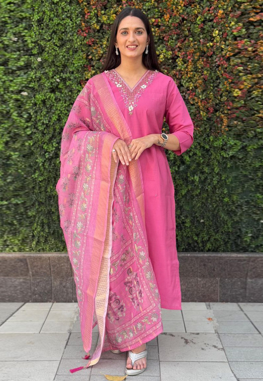 Pink Silk Readymade Pakistani Suit 306345