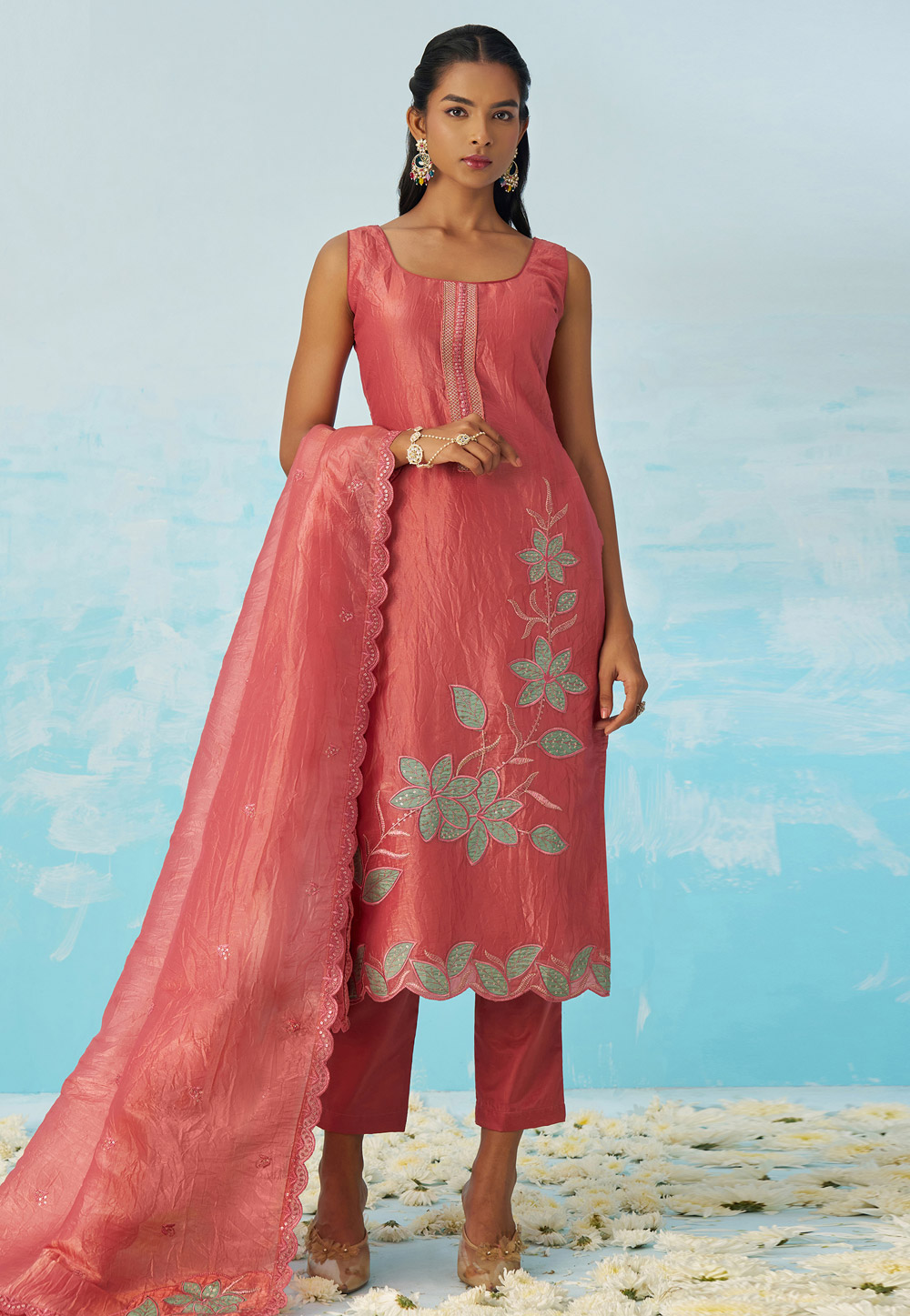 Pink Silk Readymade Pakistani Suit 309219