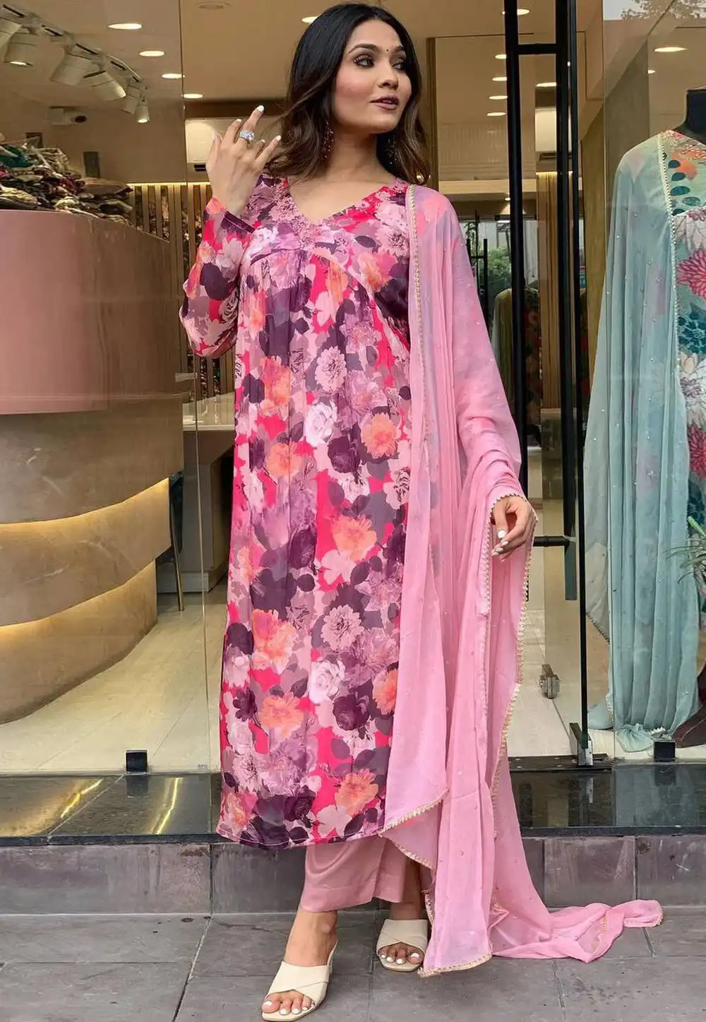 Pink Silk Readymade Pakistani Suit 294484