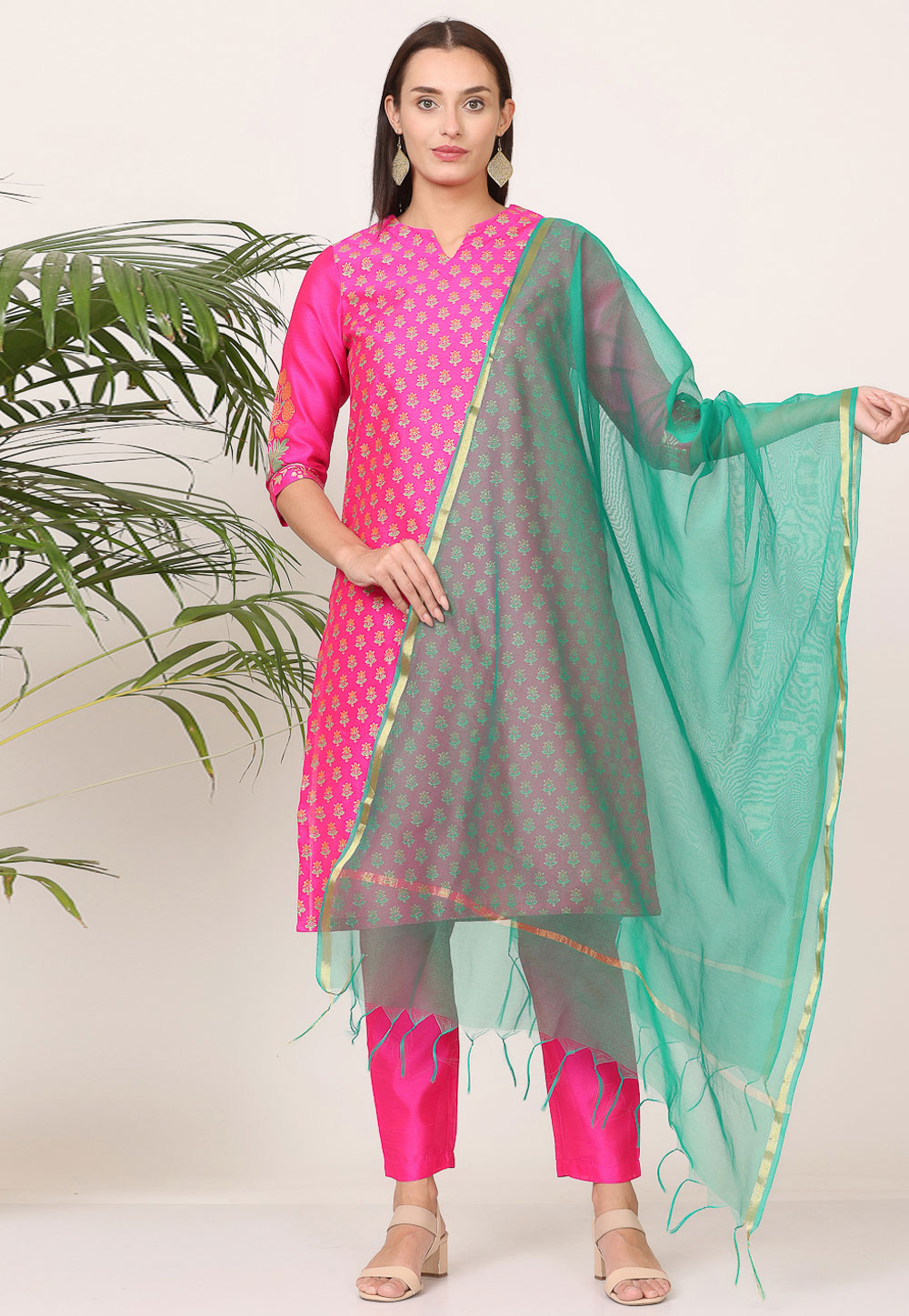 Pink Silk Readymade Pakistani Suit 305516