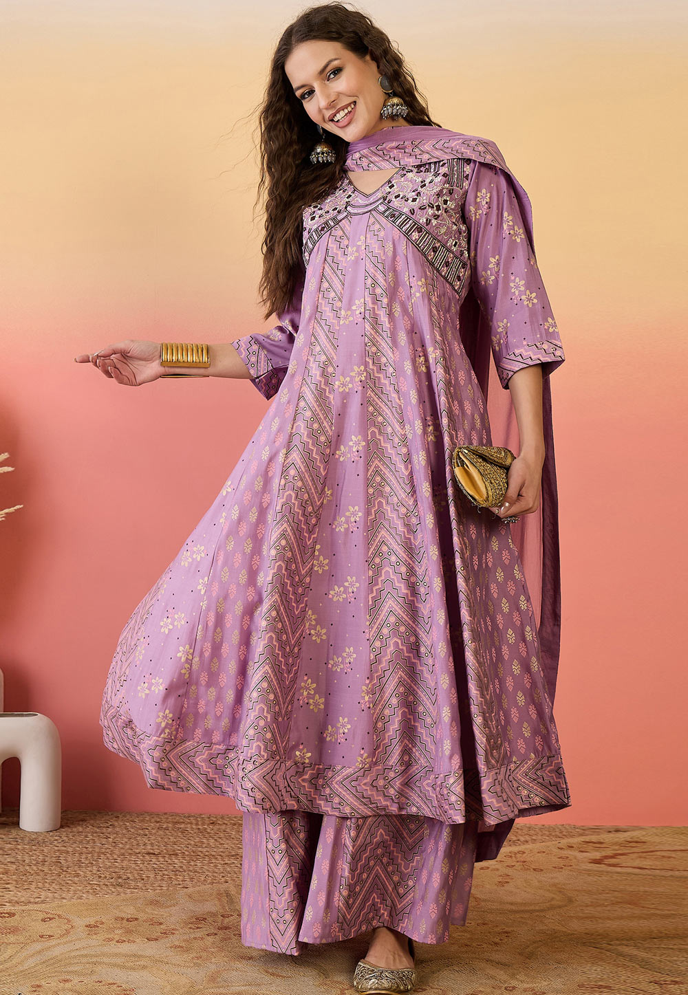 Pink Silk Readymade Pakistani Suit 309165