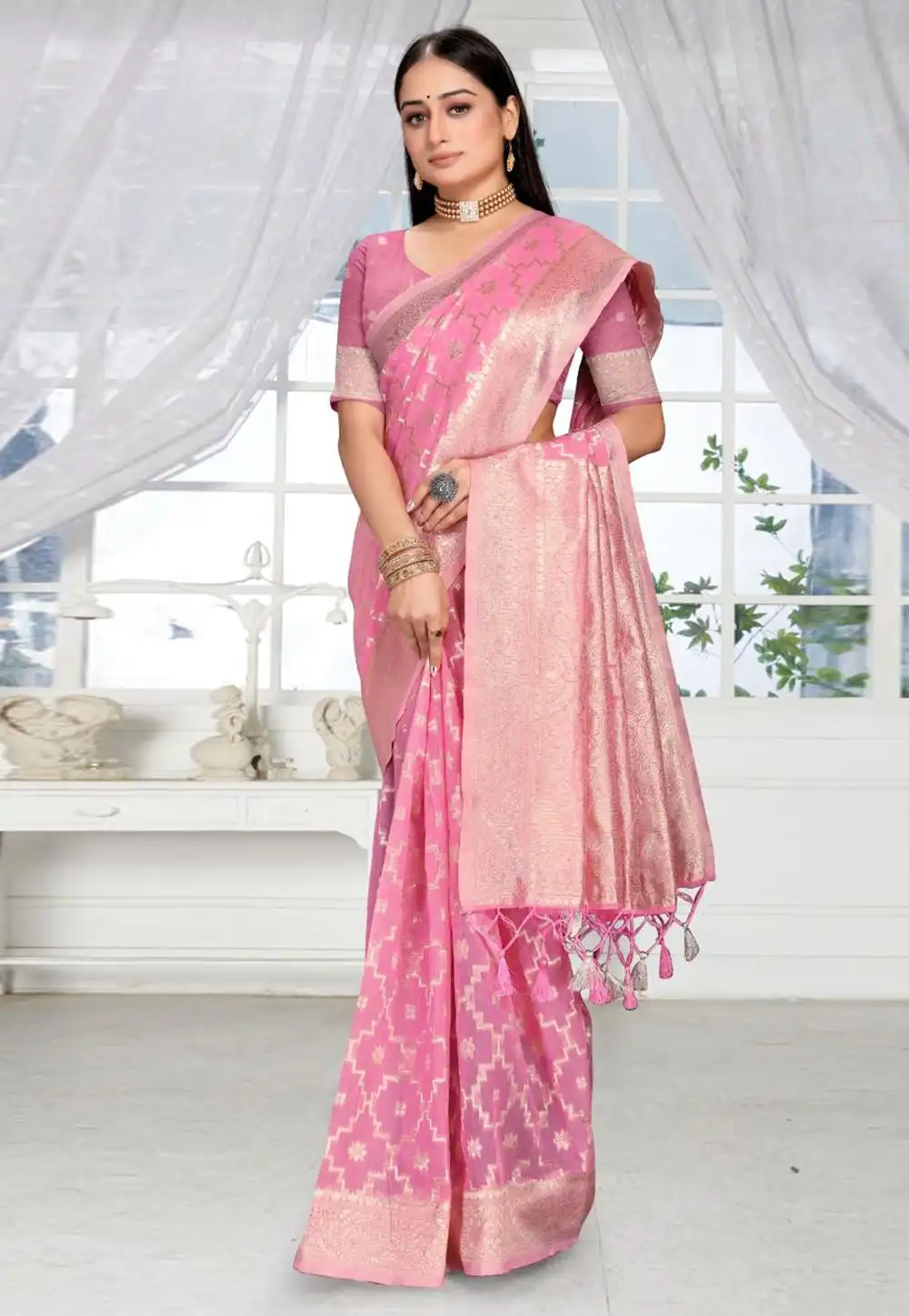 Pink Silk Saree With Blouse 288883