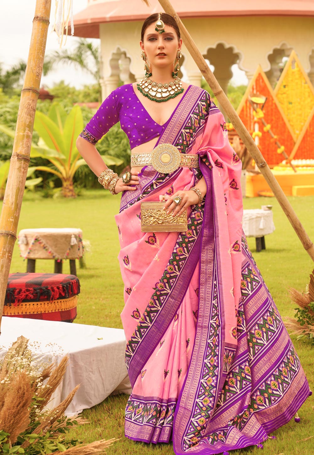 Pink Silk Saree With Blouse 279504