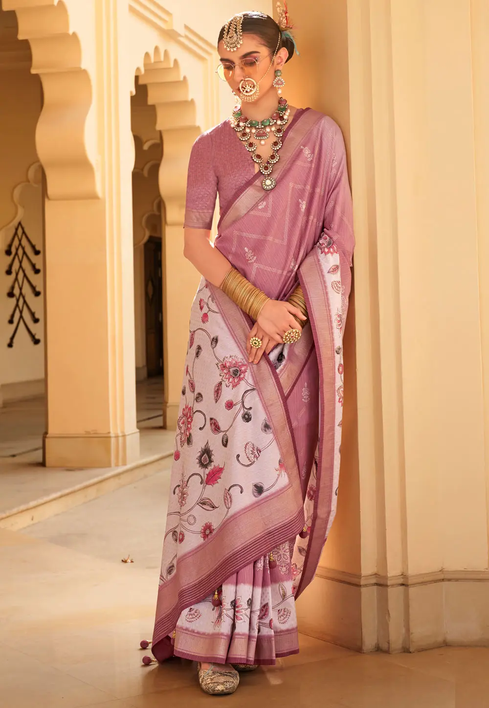 Pink Silk Saree With Blouse 299448