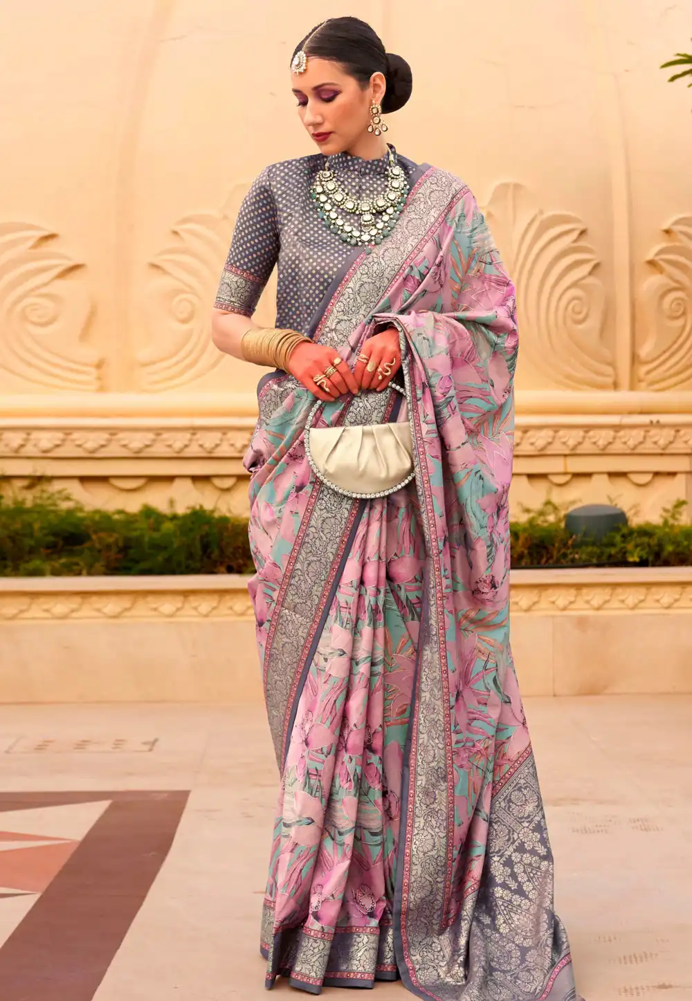 Pink Silk Saree With Blouse 291590