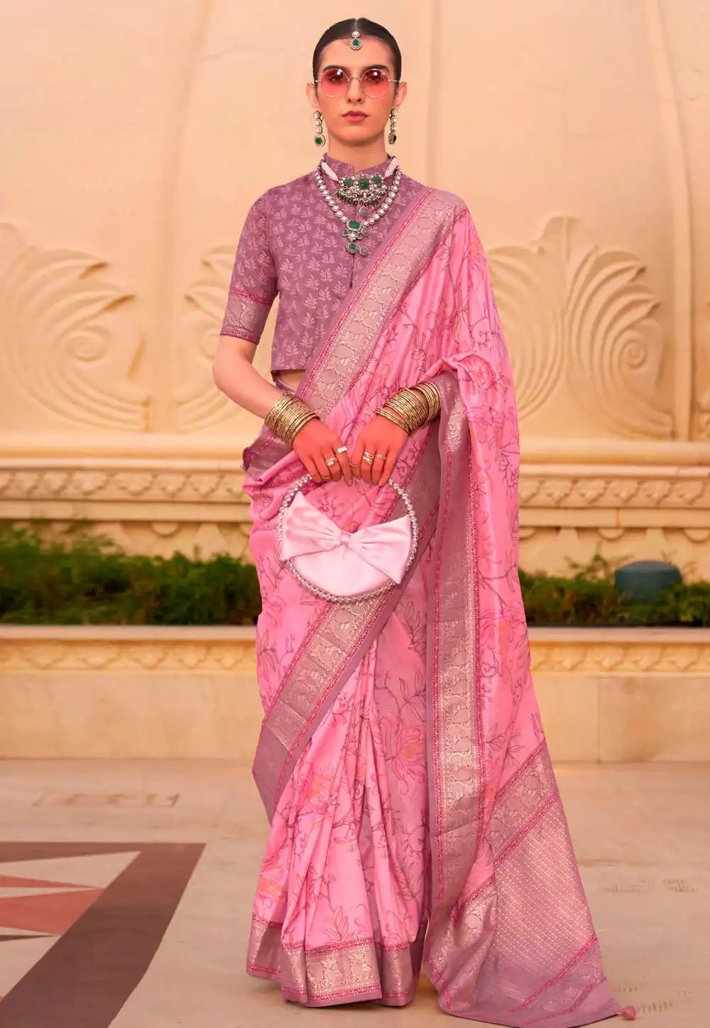 Pink Silk Saree With Blouse 291597