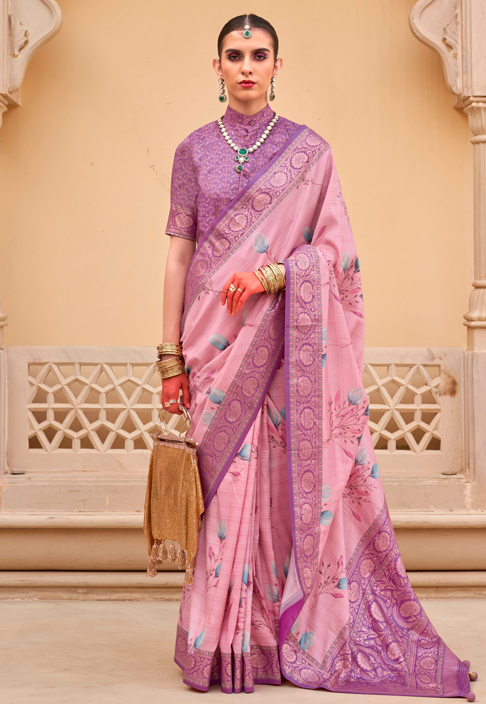 Pink Silk Saree With Blouse 287355