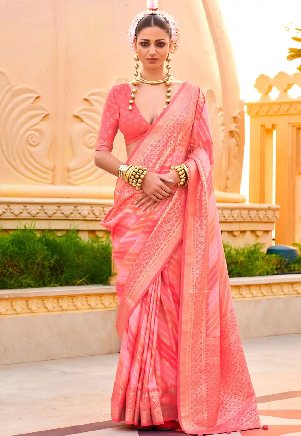 Pink Silk Saree With Blouse 291364