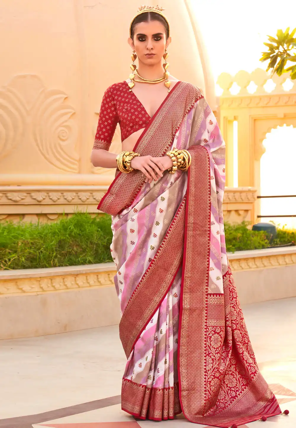 Pink Silk Saree With Blouse 291367