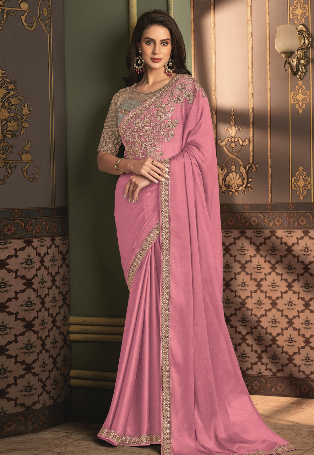 Pink Silk Saree With Blouse 283036