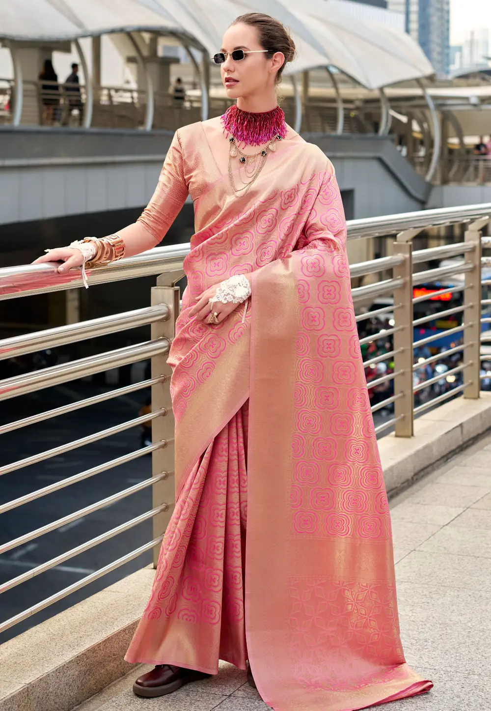 Pink Silk Saree With Blouse 302847