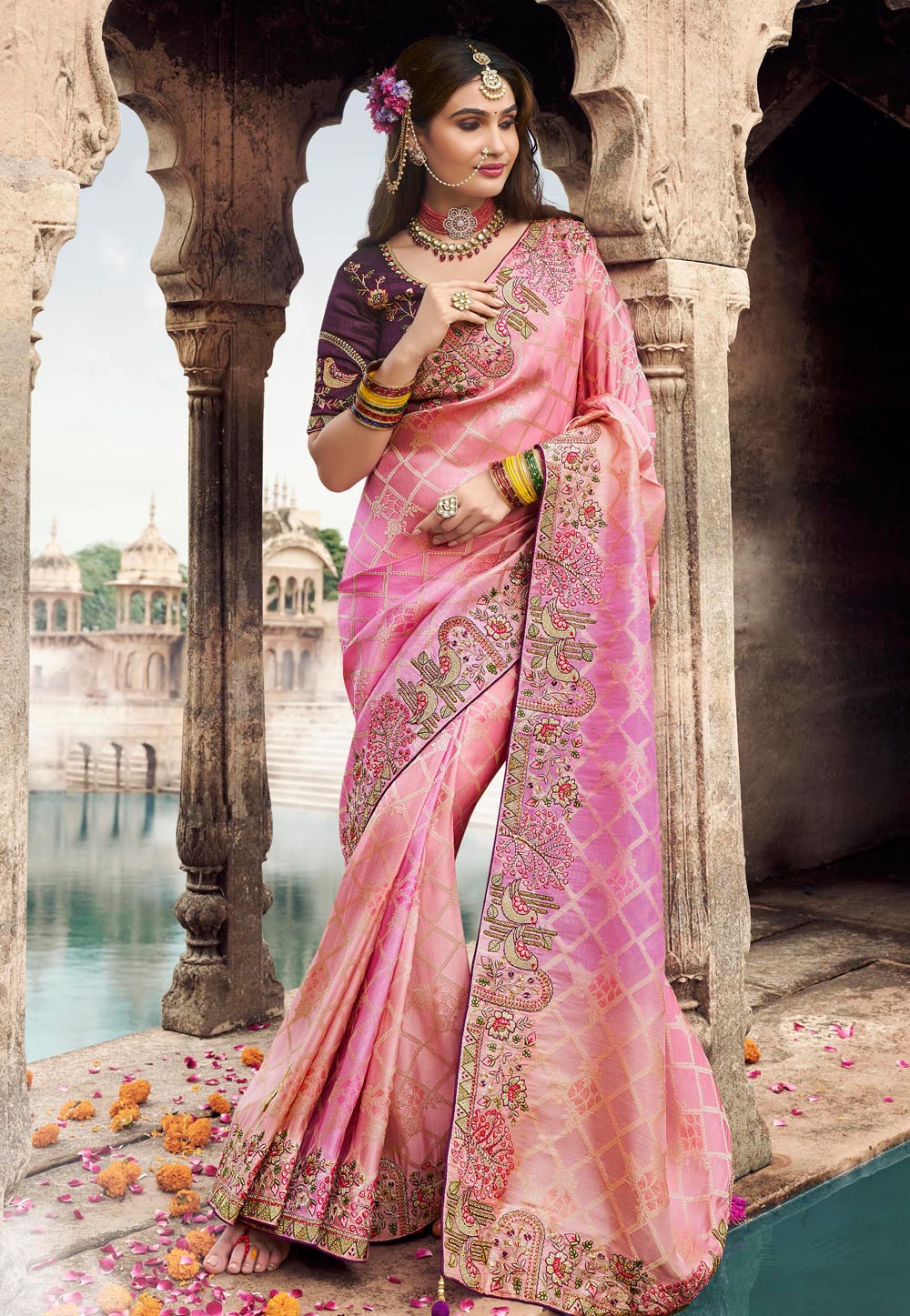 Pink Silk Saree With Blouse 305844