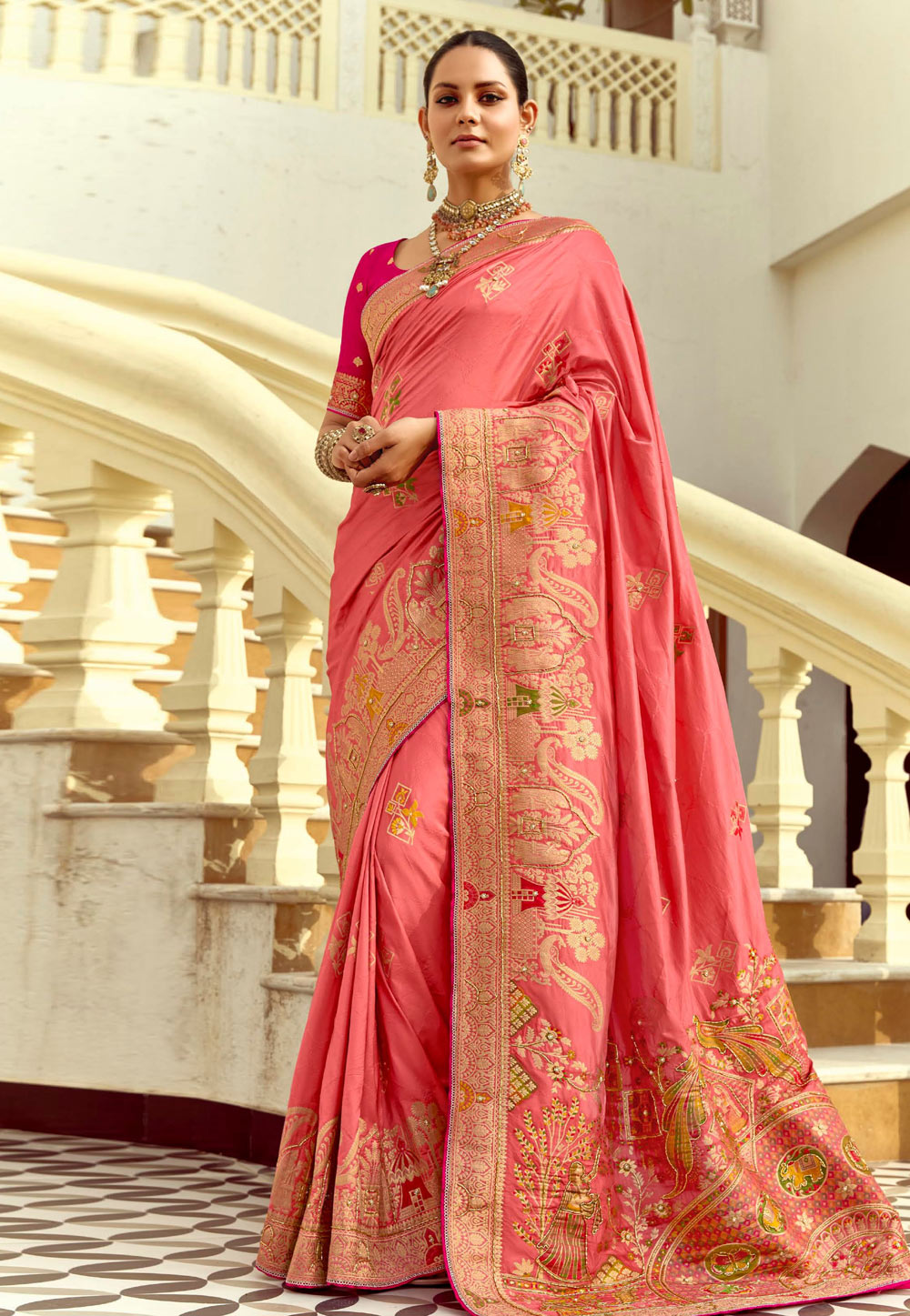 Pink Silk Saree With Blouse 309110