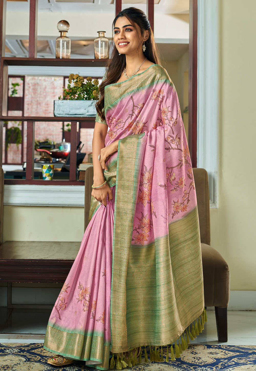 Pink Silk Saree With Blouse 283471