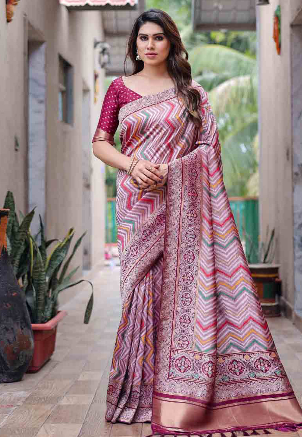 Pink Silk Saree With Blouse 280768
