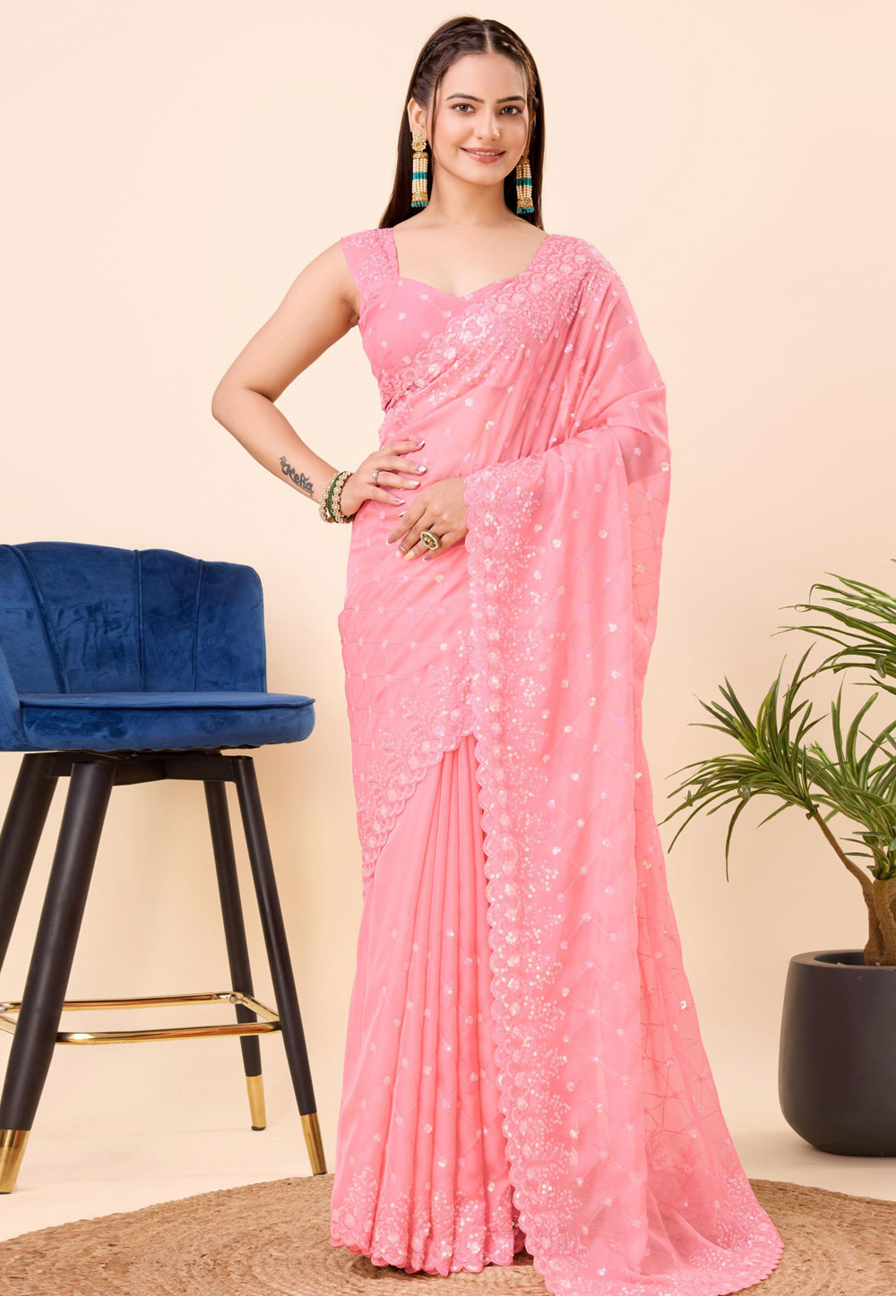 Pink Silk Saree With Blouse 282273