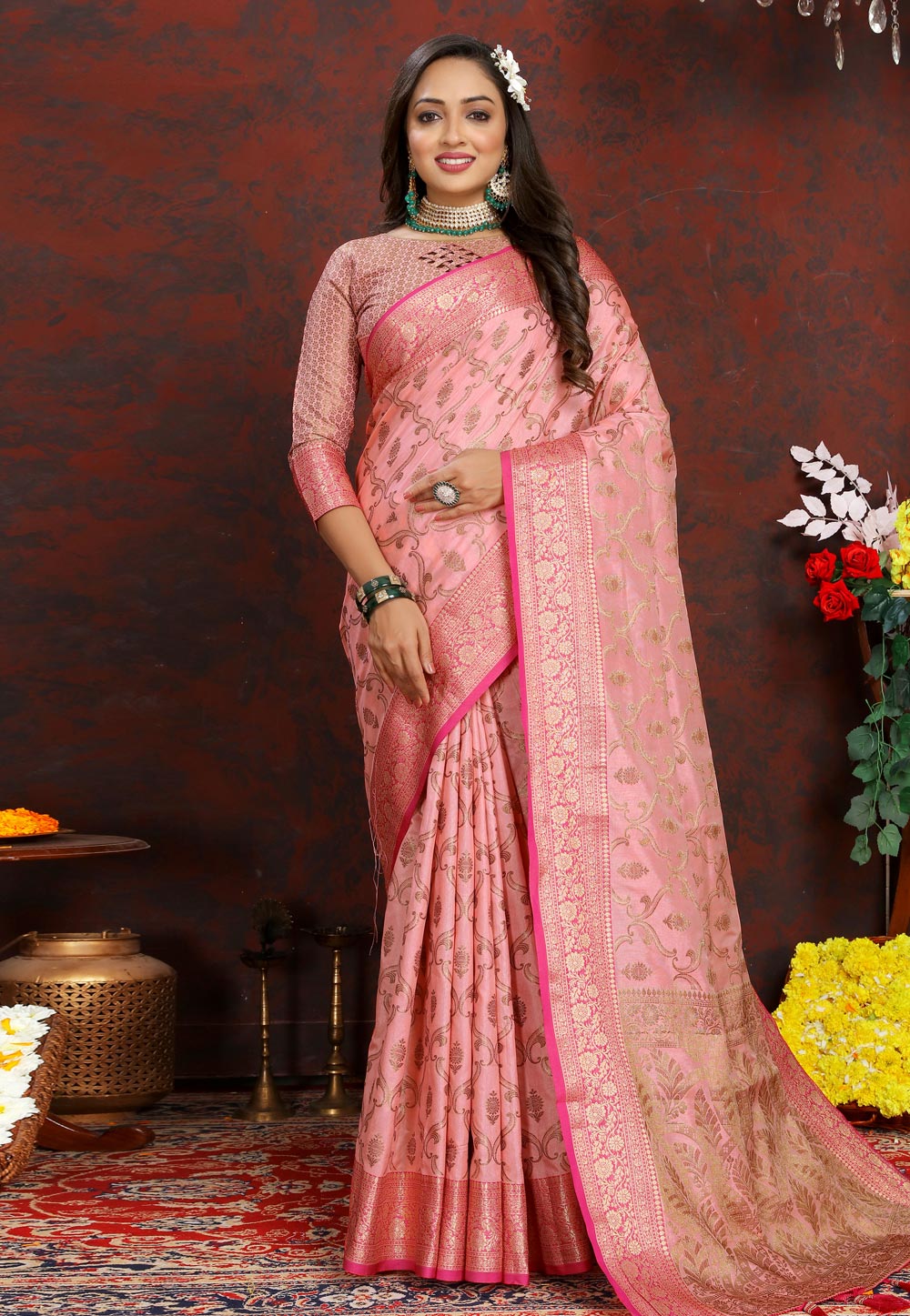 Pink Silk Saree With Blouse 284640