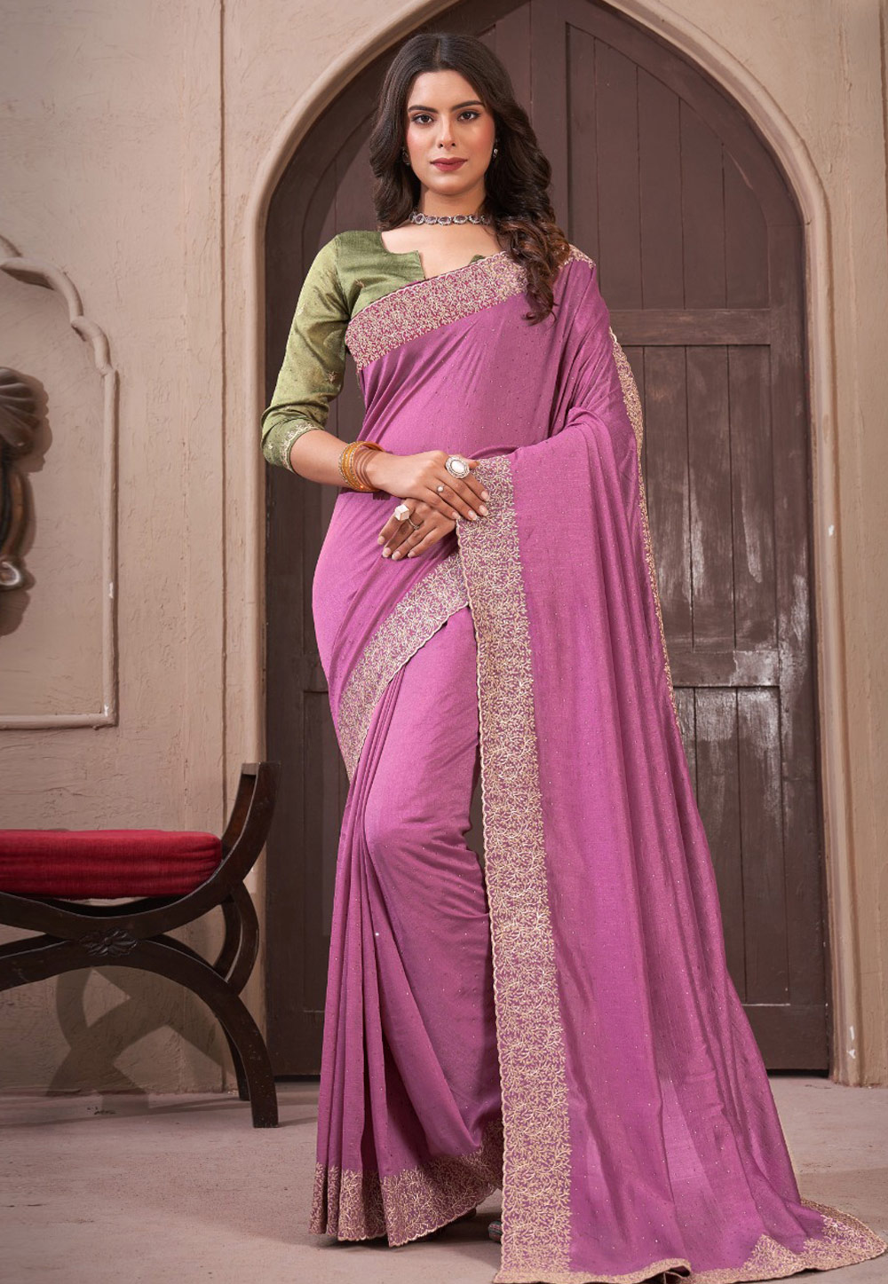 Pink Silk Saree With Blouse 285506