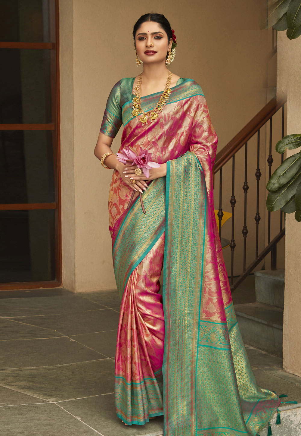 Pink Silk Saree With Blouse 286975