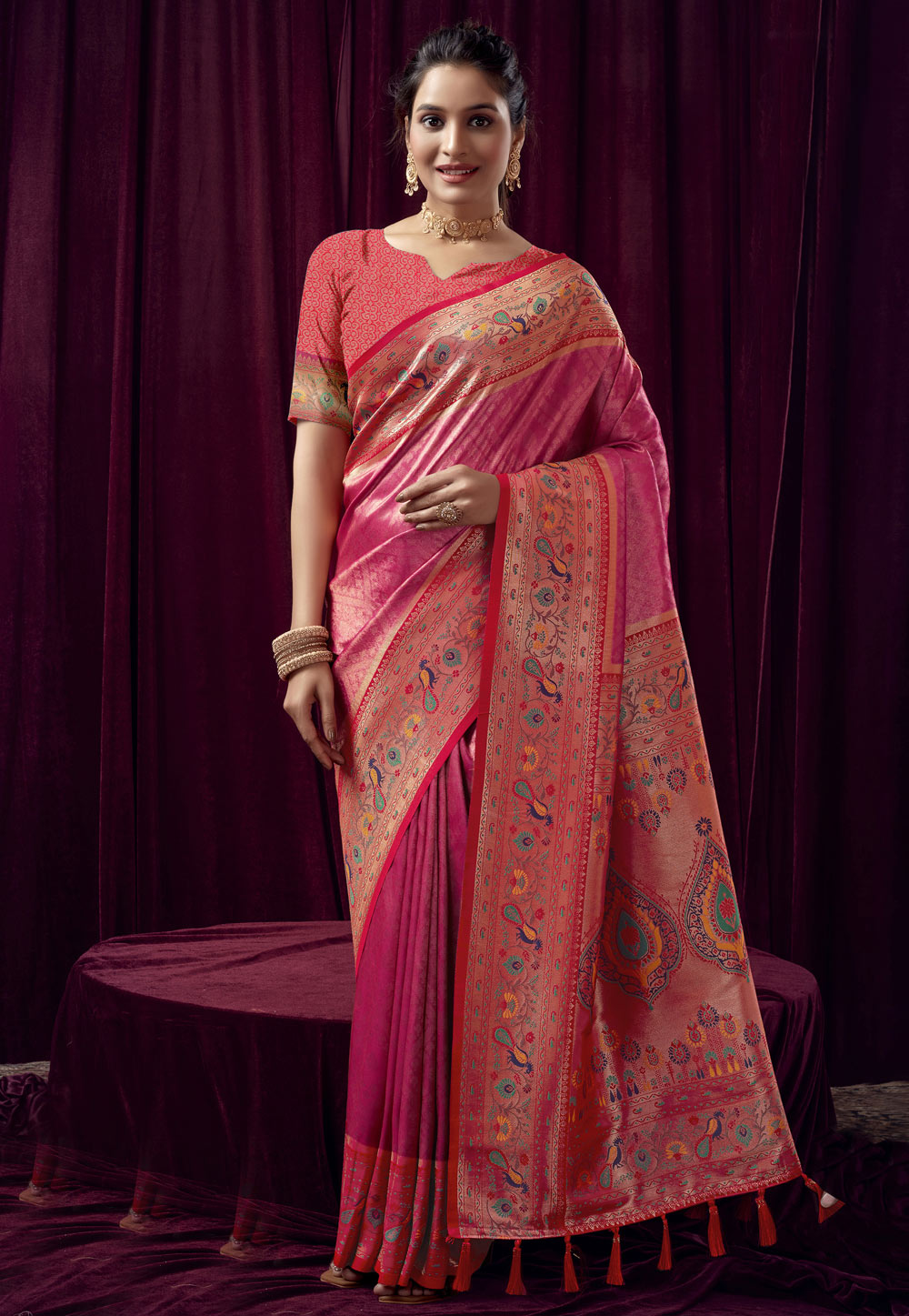 Pink Silk Saree With Blouse 287009