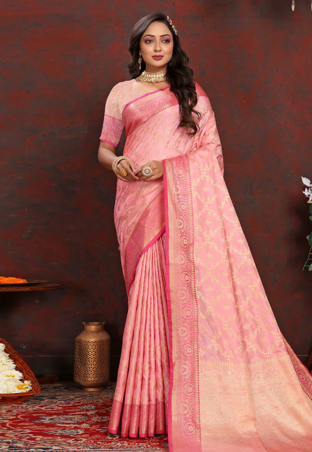 Pink Silk Saree With Blouse 286300