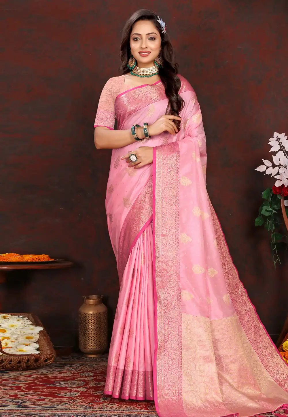 Pink Silk Saree With Blouse 288435