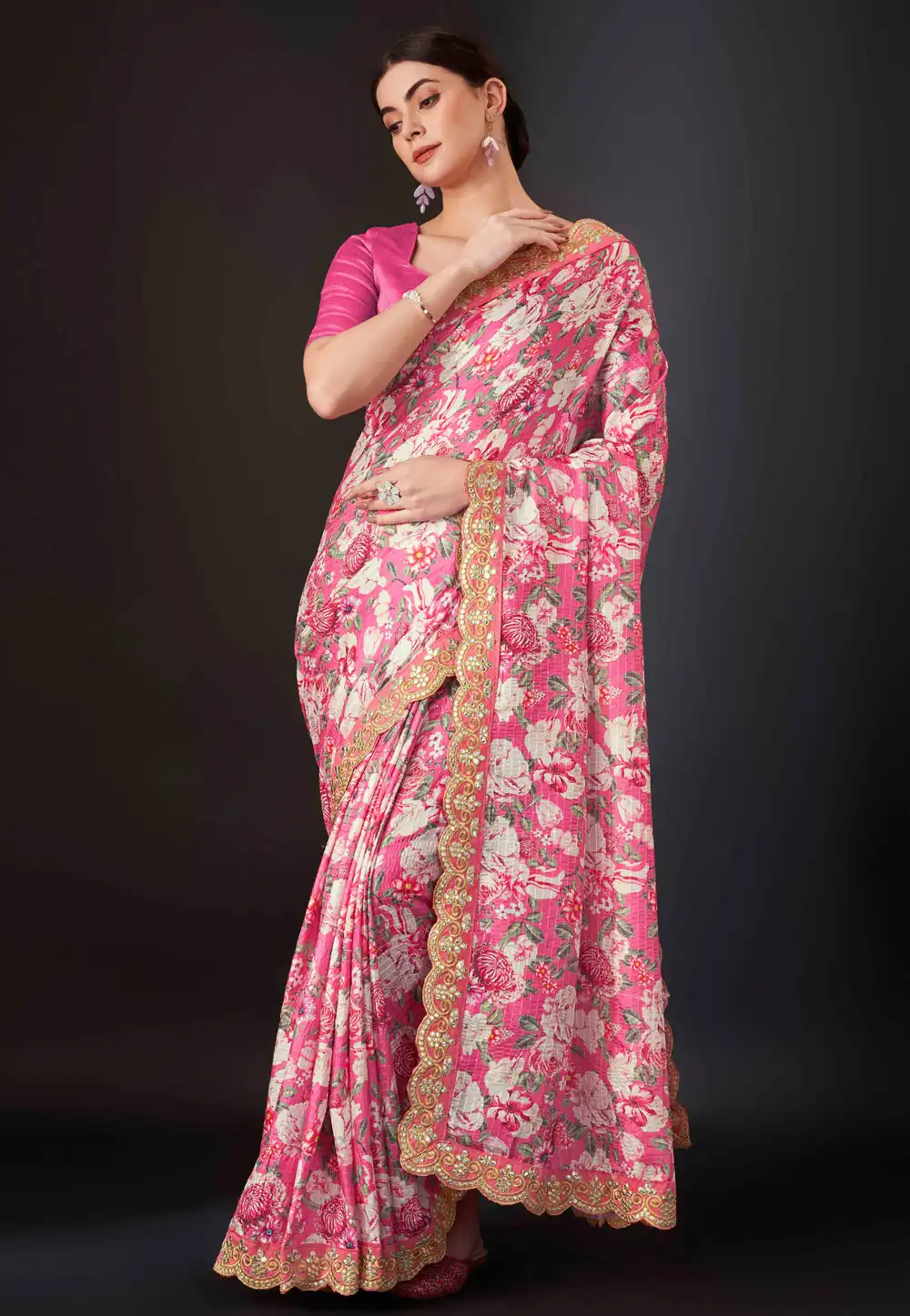 Pink Silk Saree With Blouse 290824